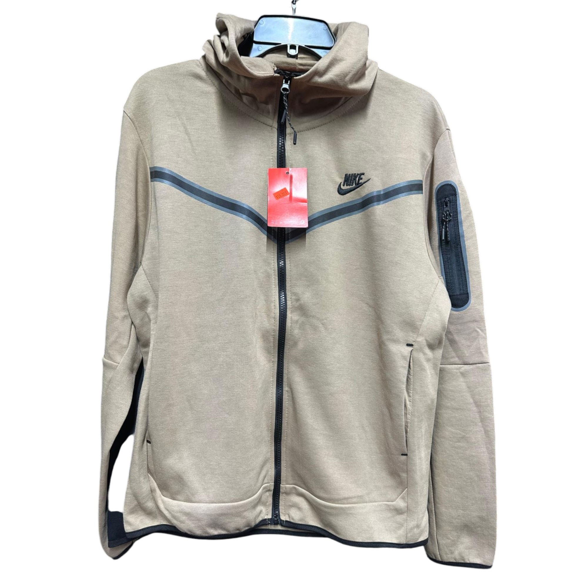 Chamarra Nike Beige con Cierre y Bolsillos Laterales