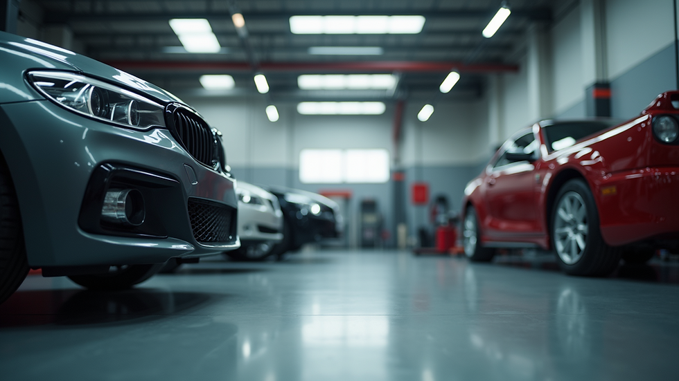 Eye-level view of a well-organized auto repair shop
