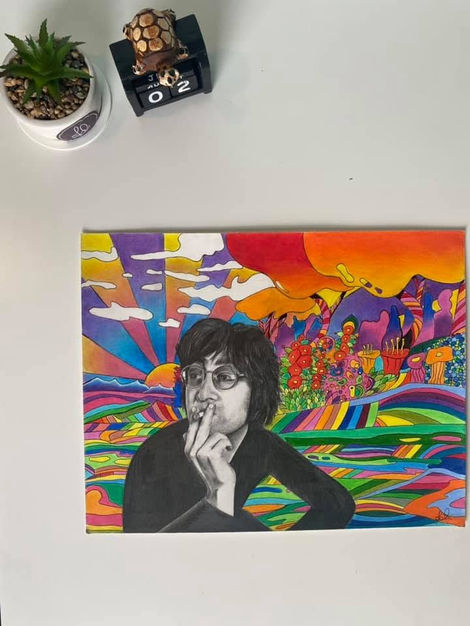 Colorful psychedelic portrait of John Lennon.