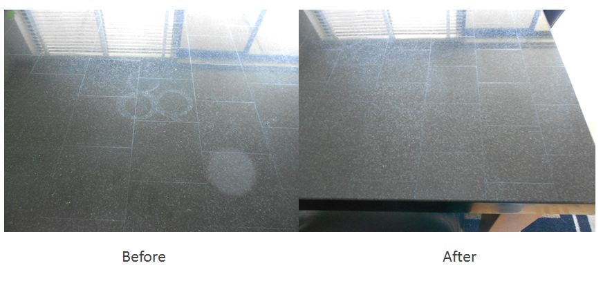 granite table heat marks marble