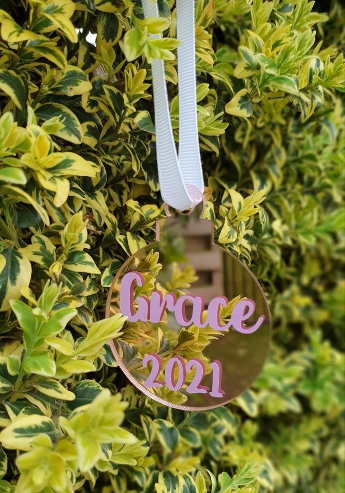 Thumbnail: Mirrored Acrylic Personalised Christmas bauble