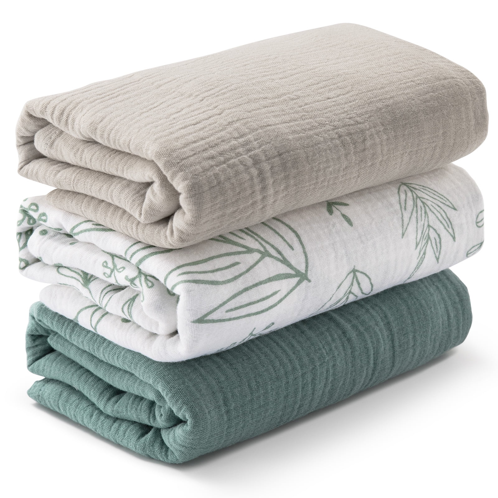 3-Pack Muslin Organic Cotton Swaddle Blankets for Newborn Infant Boys Girls 38"X