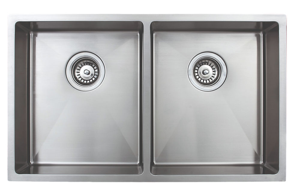 Thumbnail: Handcrafted 30 inch 18-gauge Undermount 50/50 Double ADA Stainless Kitchen Sink