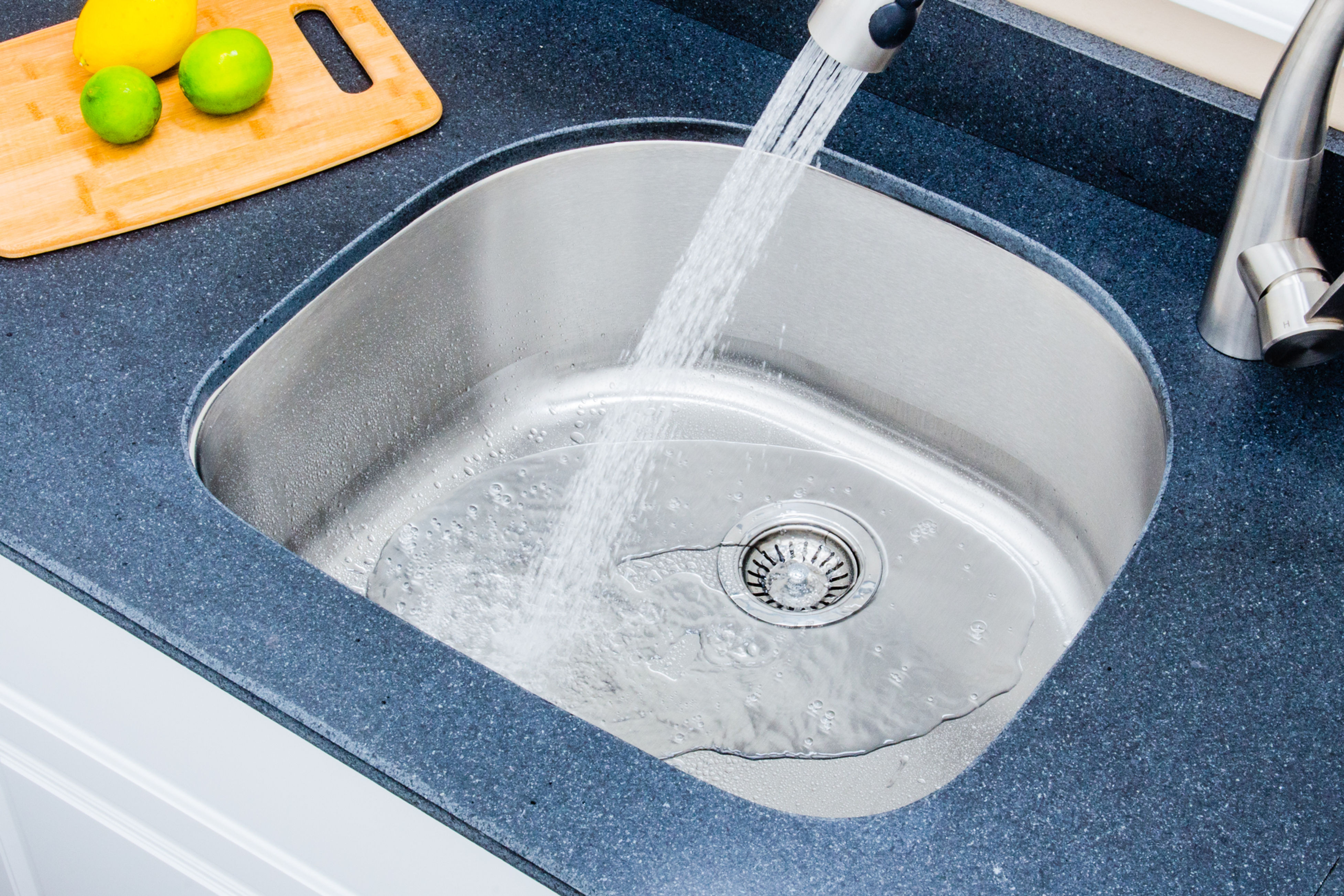 24-inch 18-gauge Undermount D-shaped Single Bowl Stainless Steel Kitchen Sink