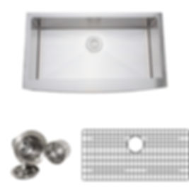 Handcrafted 36in 16-gauge Arched Apron Front Single Stainless Steel Kitchen Sink