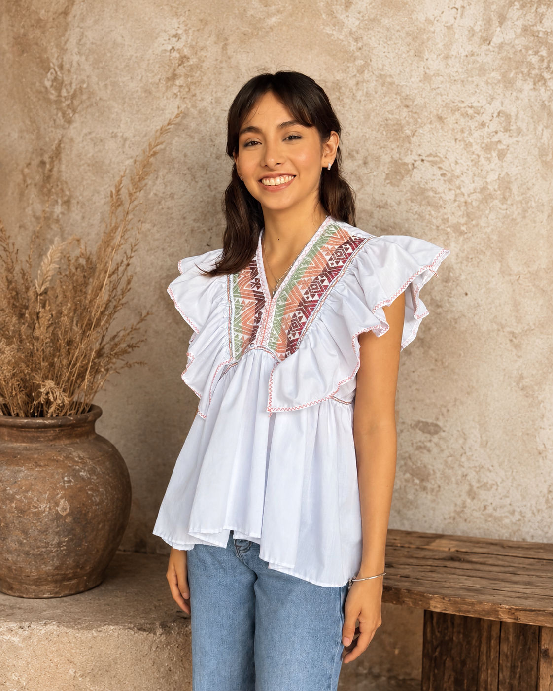 Blusa Chiapaneca con Bordado en Telar de Cintura