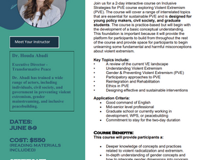 TP Training Course Application - Inclusive Strategies for Preventing Violent Extremism