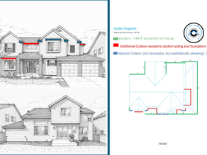 Gutters missing and under-sized gutters leave turn of the millenium homes vulnerable to water.