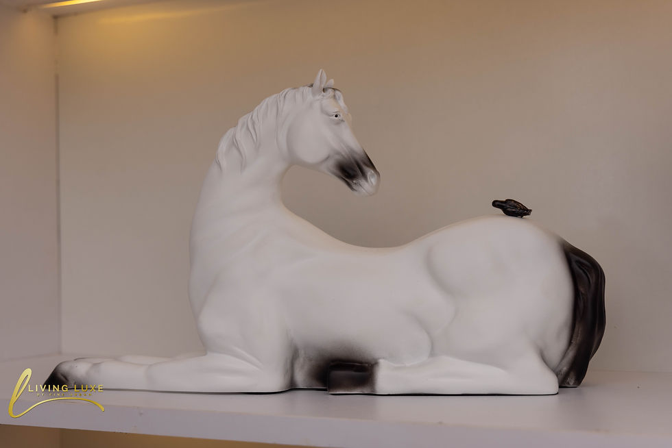Elegant white horse statue, home décor