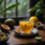 A vibrant and tangy Hot Passion Fruit Lemon Tea served at Skolnik's Bagel Bakery, blending citrusy and tropical flavors