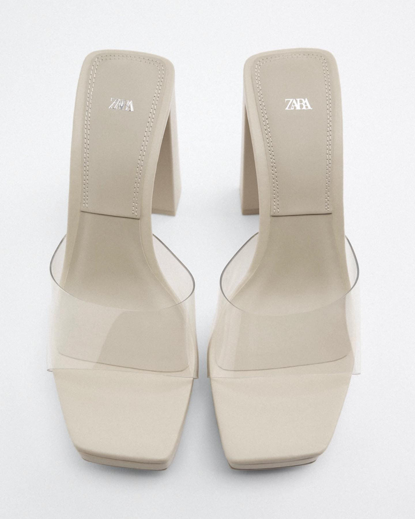 Zara White block Sandal 