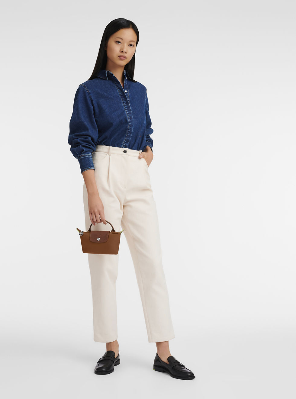 Miniature : Longchamp le pliage original pouch with handle - Cognac 
