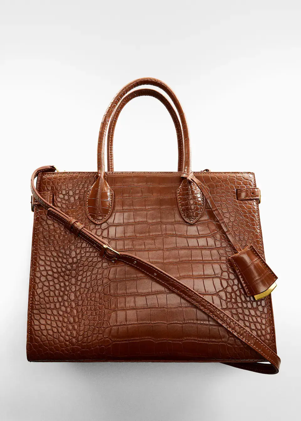 Thumbnail: MNG croc effect tote bag (brown)