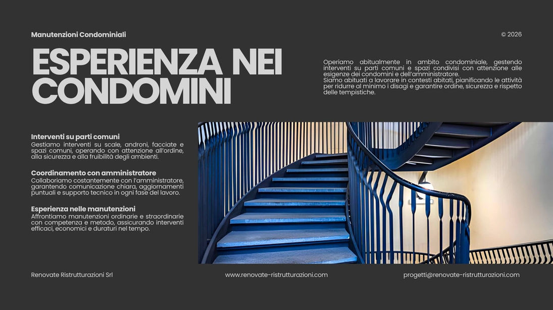 Manutenzioni condominiali con Renovate Ristrutturazioni a Milano, Varese, Como, Monza e Brianza.