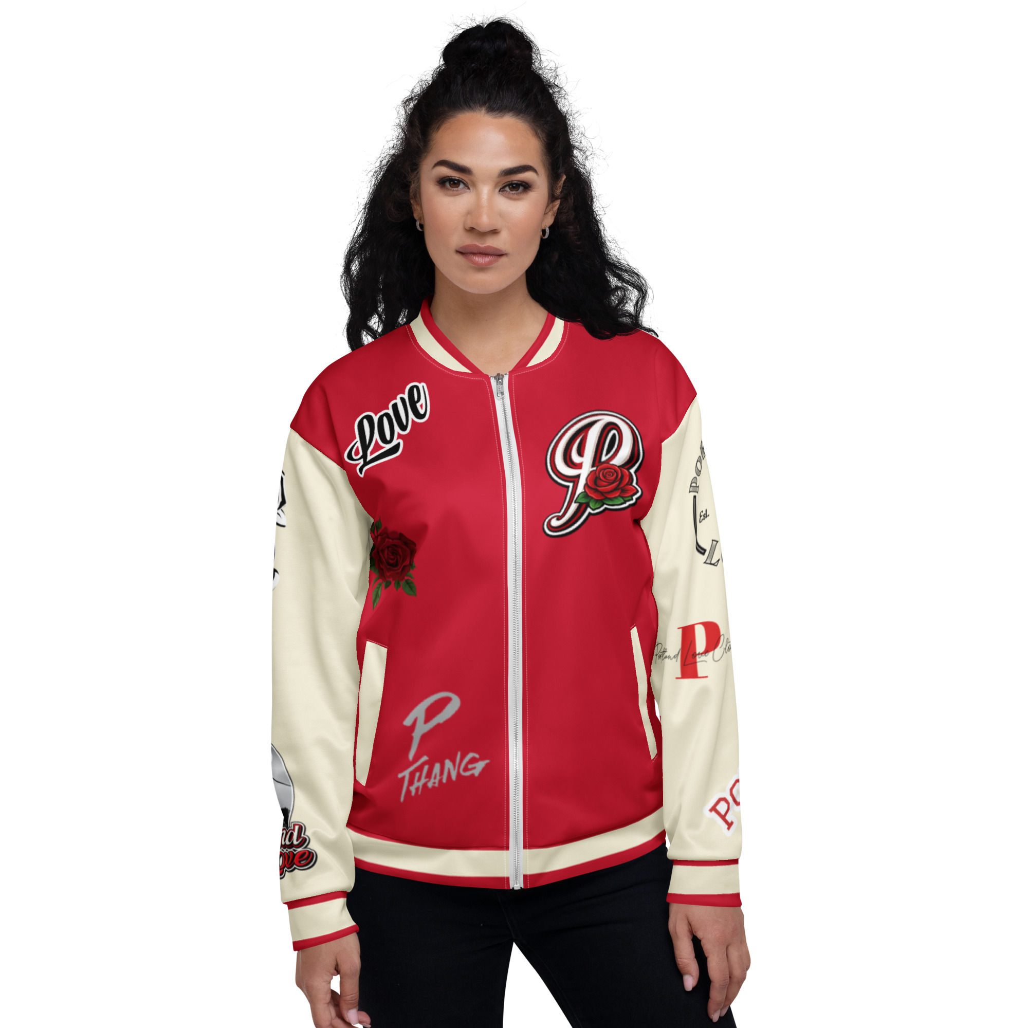 New Portland Love Logo PL Rose Bomber Jacket