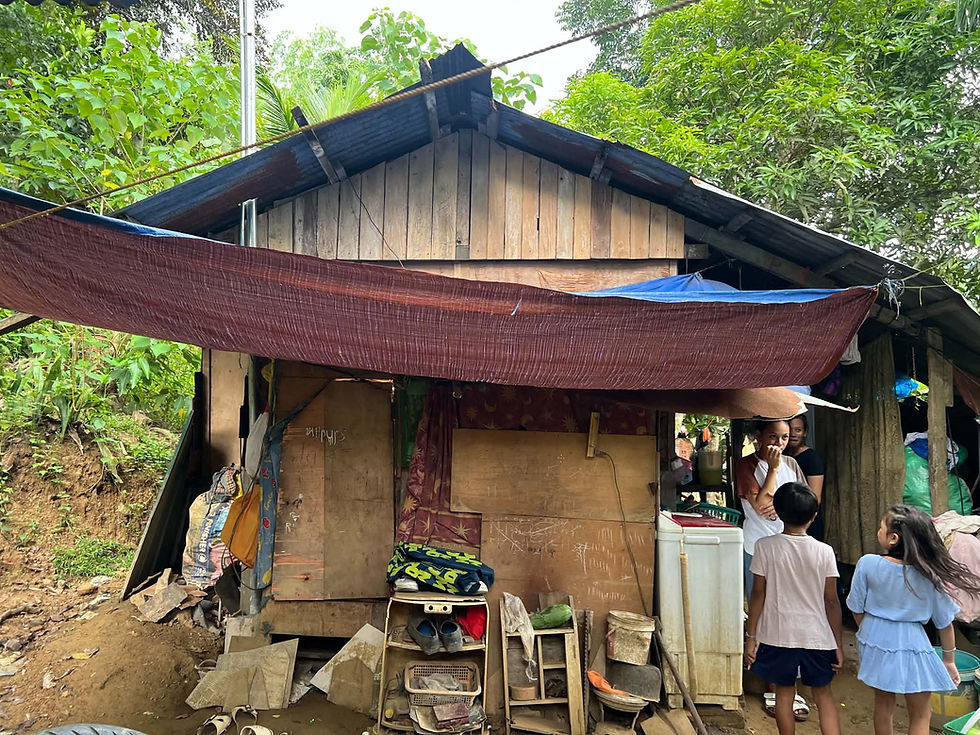 Jennelyn’s humble home with an extension wire as their only connection to power.