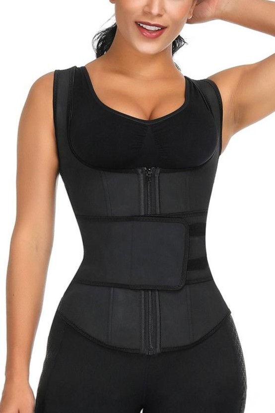 DOUBLE-BELT LATEX WAIST TRAINER VEST