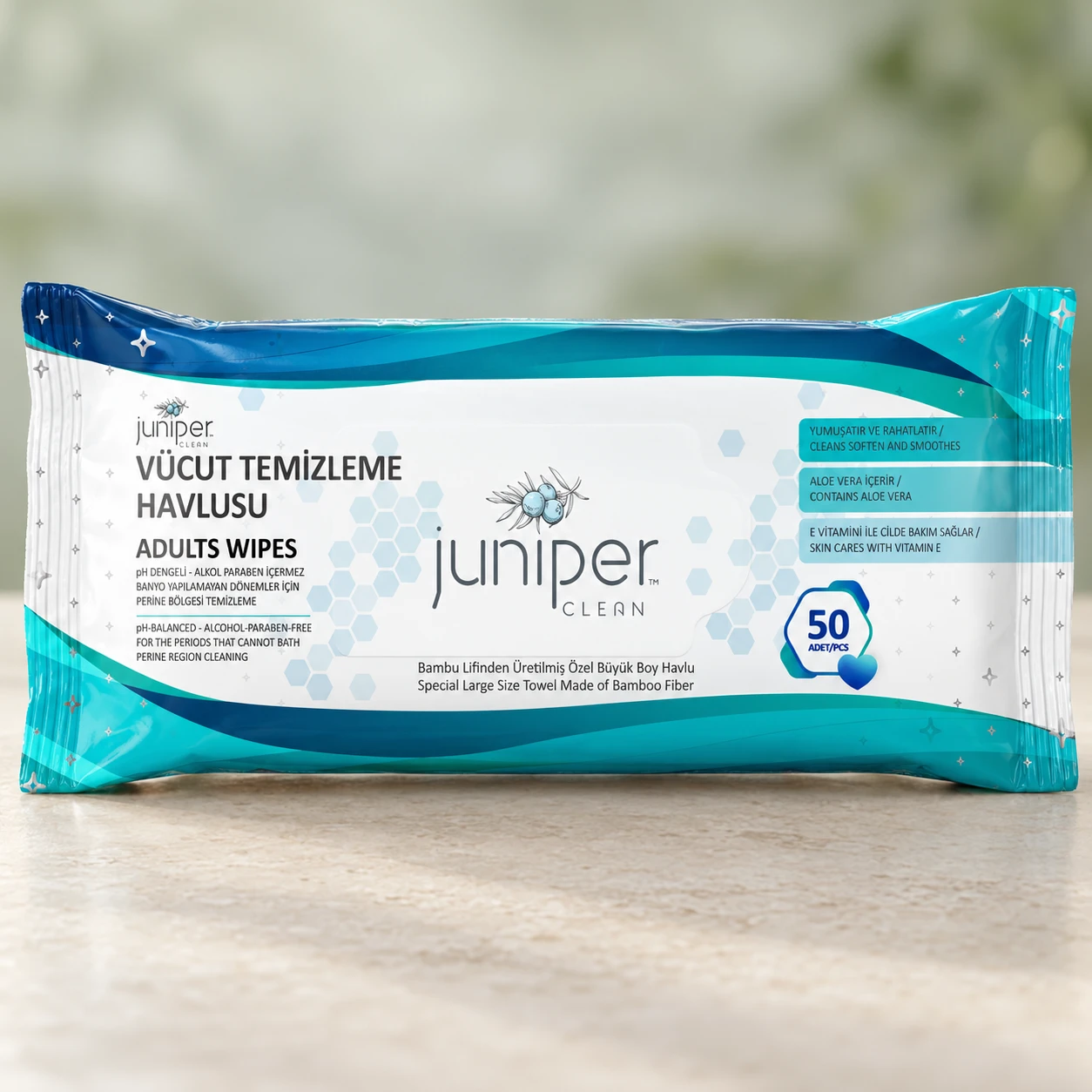 Juniper Clean Adult Wet Wipes 50 CT