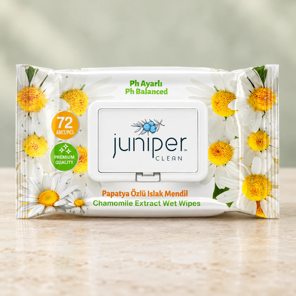 Juniper Clean Chamomile Extracted Wet Wipes 72 CT