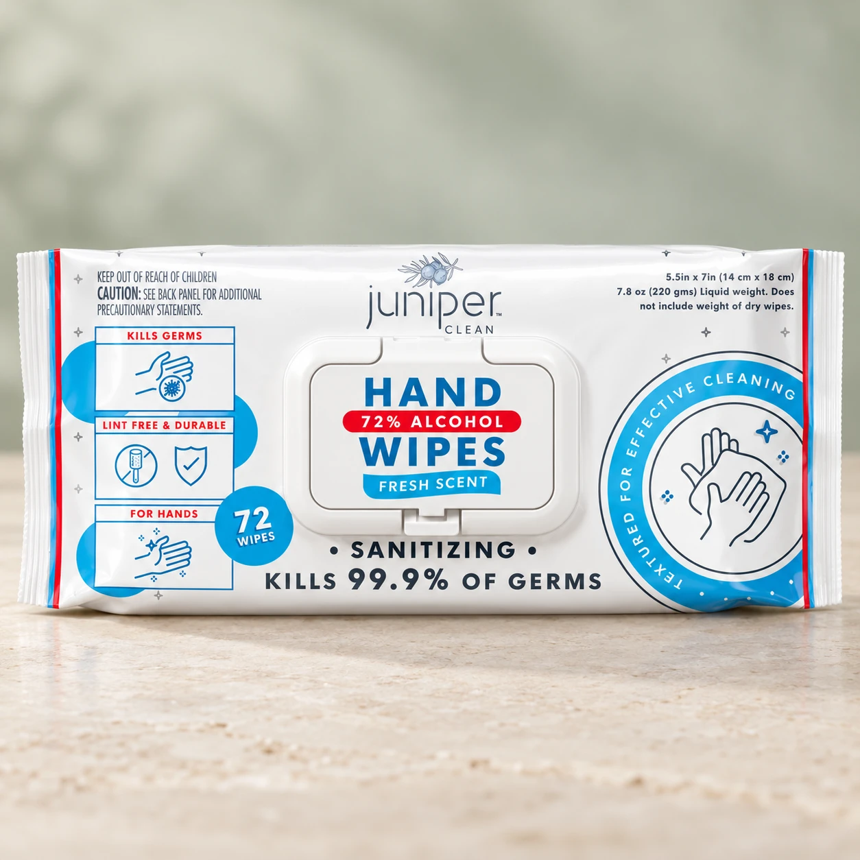 Juniper Clean Hand Disinfecting Wet Wipes 72 CT