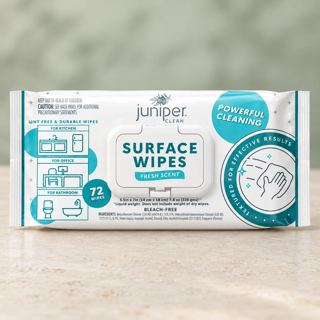 Juniper Clean Surface Wipes — 72 Count