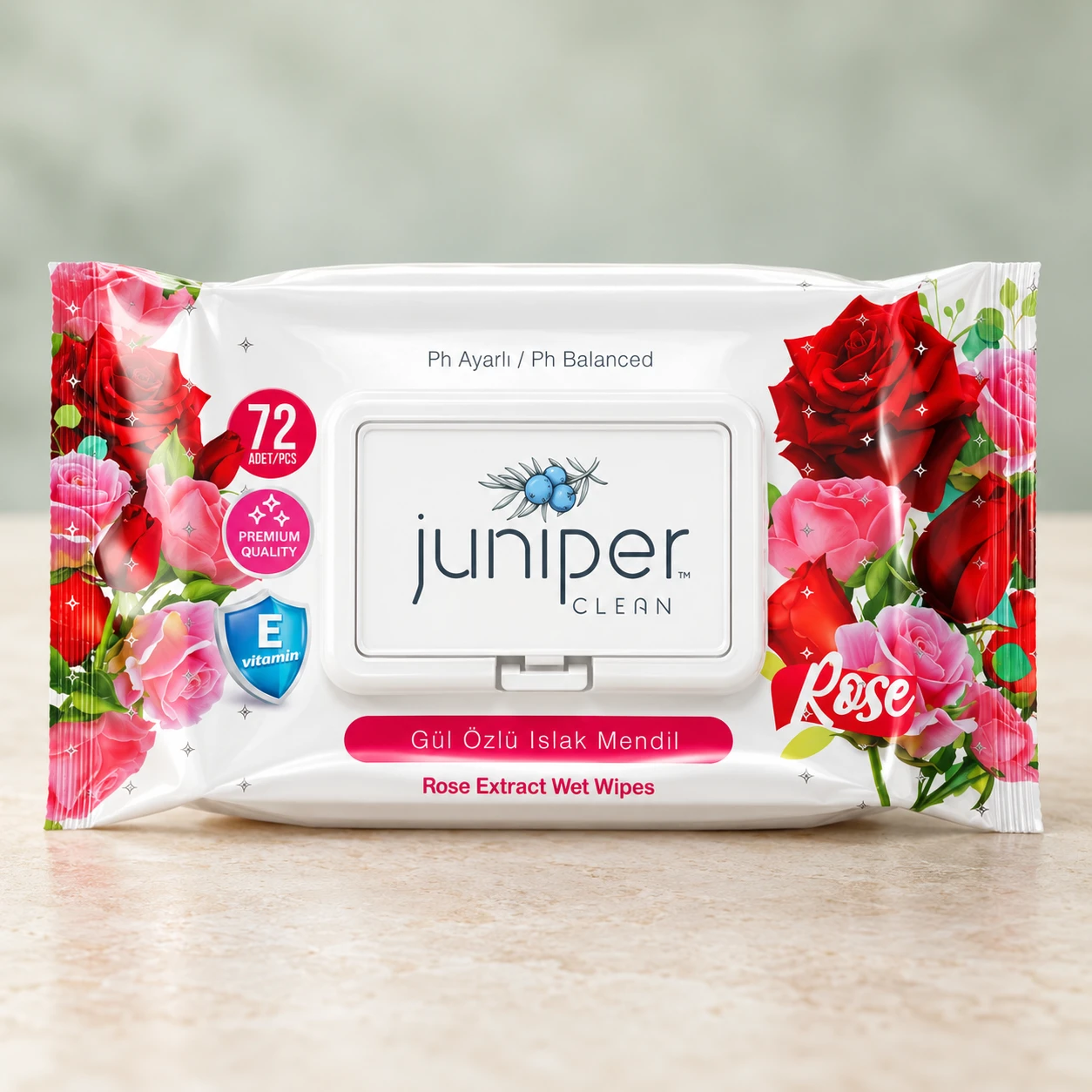 Juniper Clean Rose Fragranced Wet Wipes 72 CT