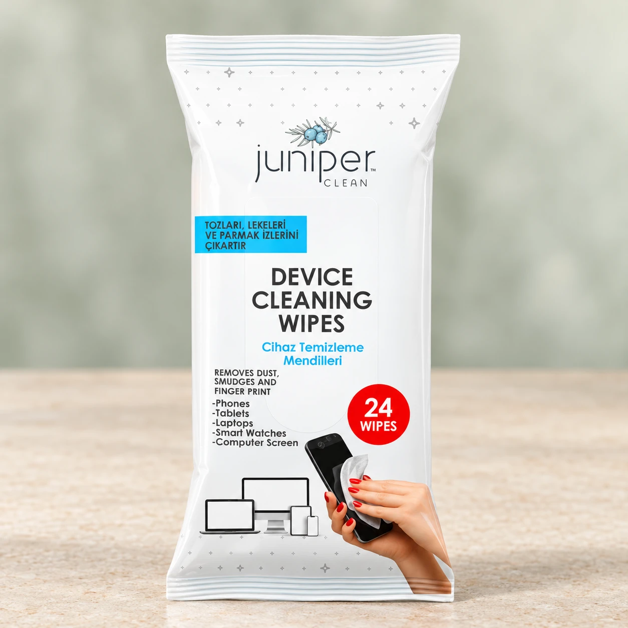 Juniper Clean Device Cleaning Wet Wipes 24 CT