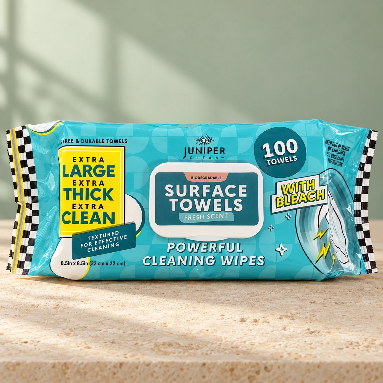 Juniper Clean Surface Towels with Bleach — Fresh Scent
