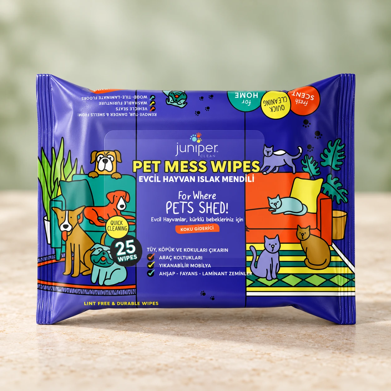 Juniper Clean Pet Mess Wipes 25 CT
