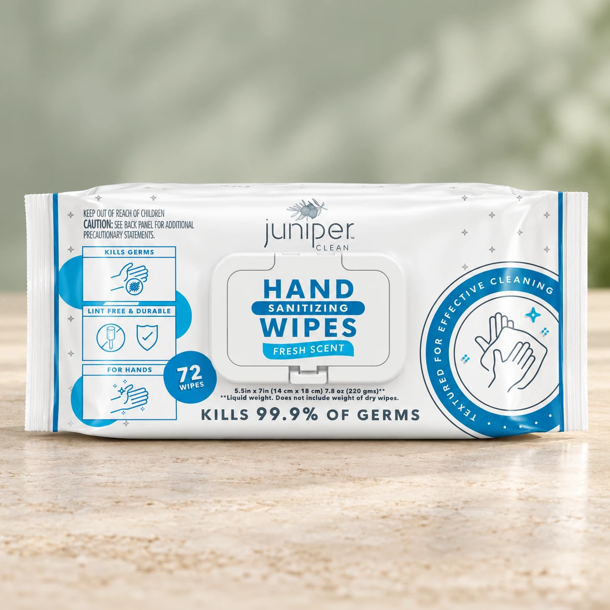 Juniper Clean Hand Sanitizing Wet Wipes 72 CT