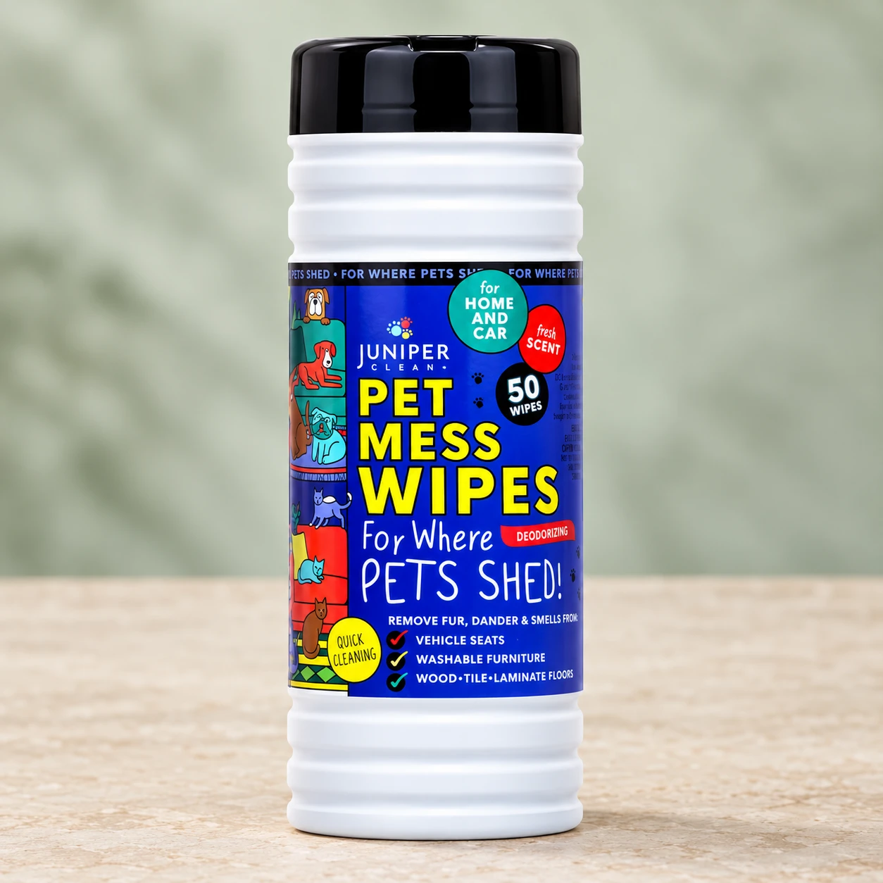 Juniper Clean Pet Mess Wet Wipes 50 CT