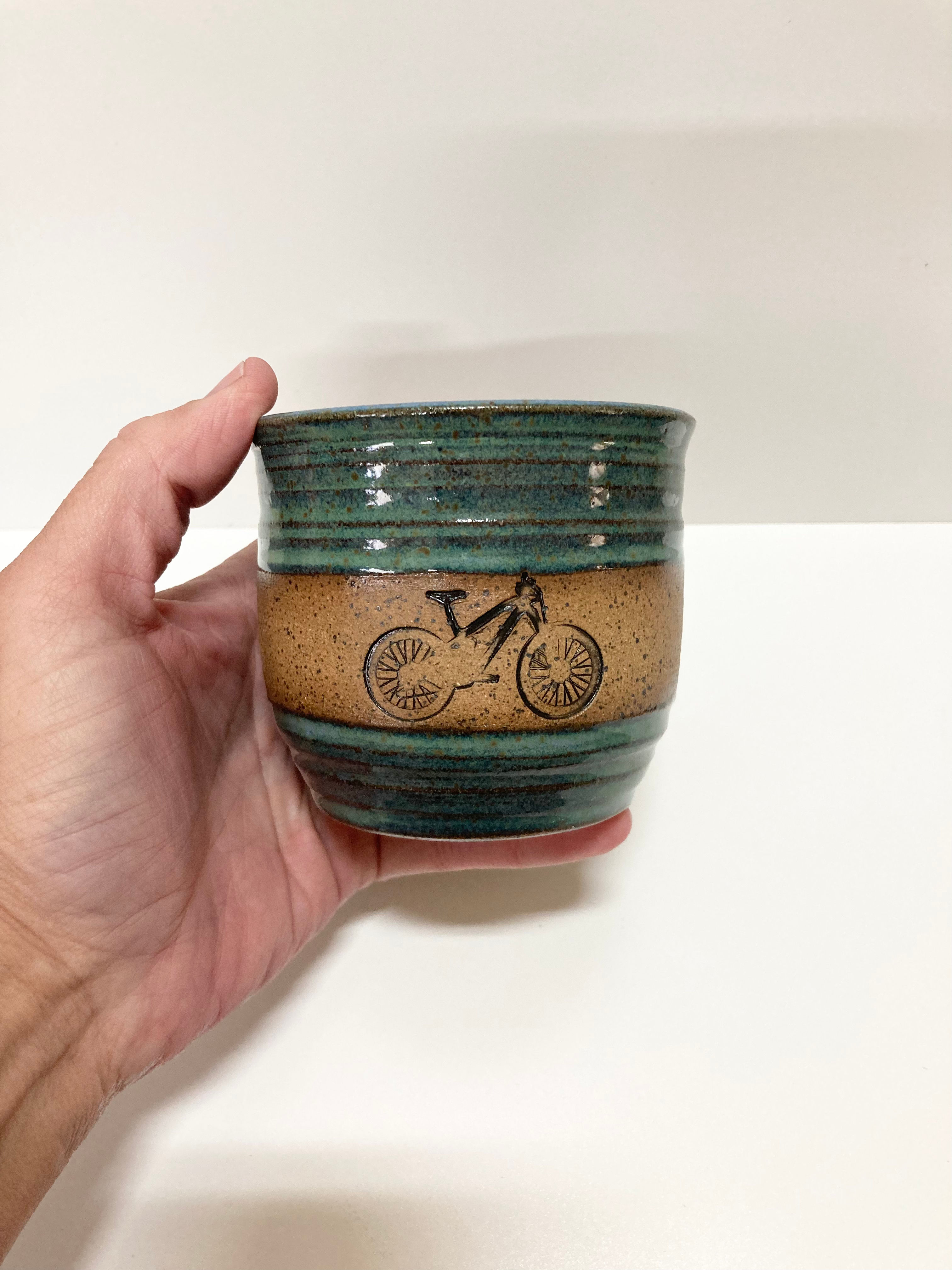 Blue bike tumbler 