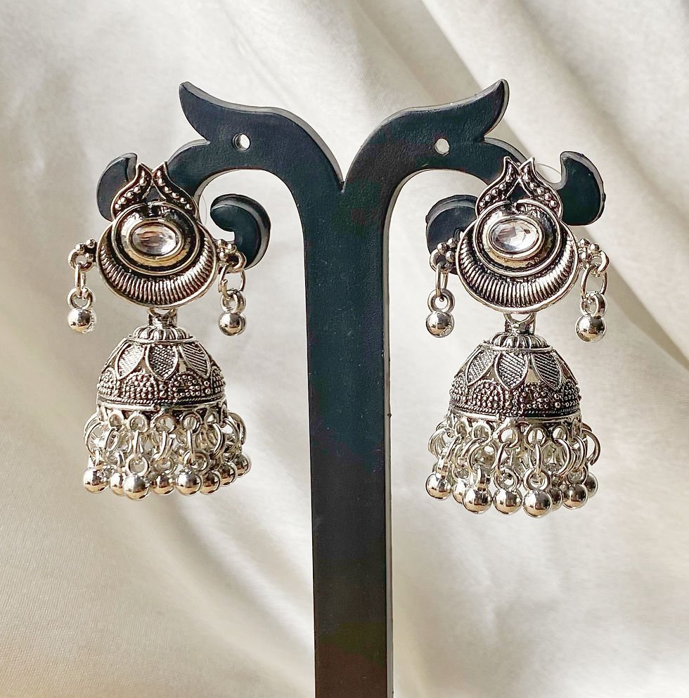 Thumbnail: Preeta silver oxidised jhumka