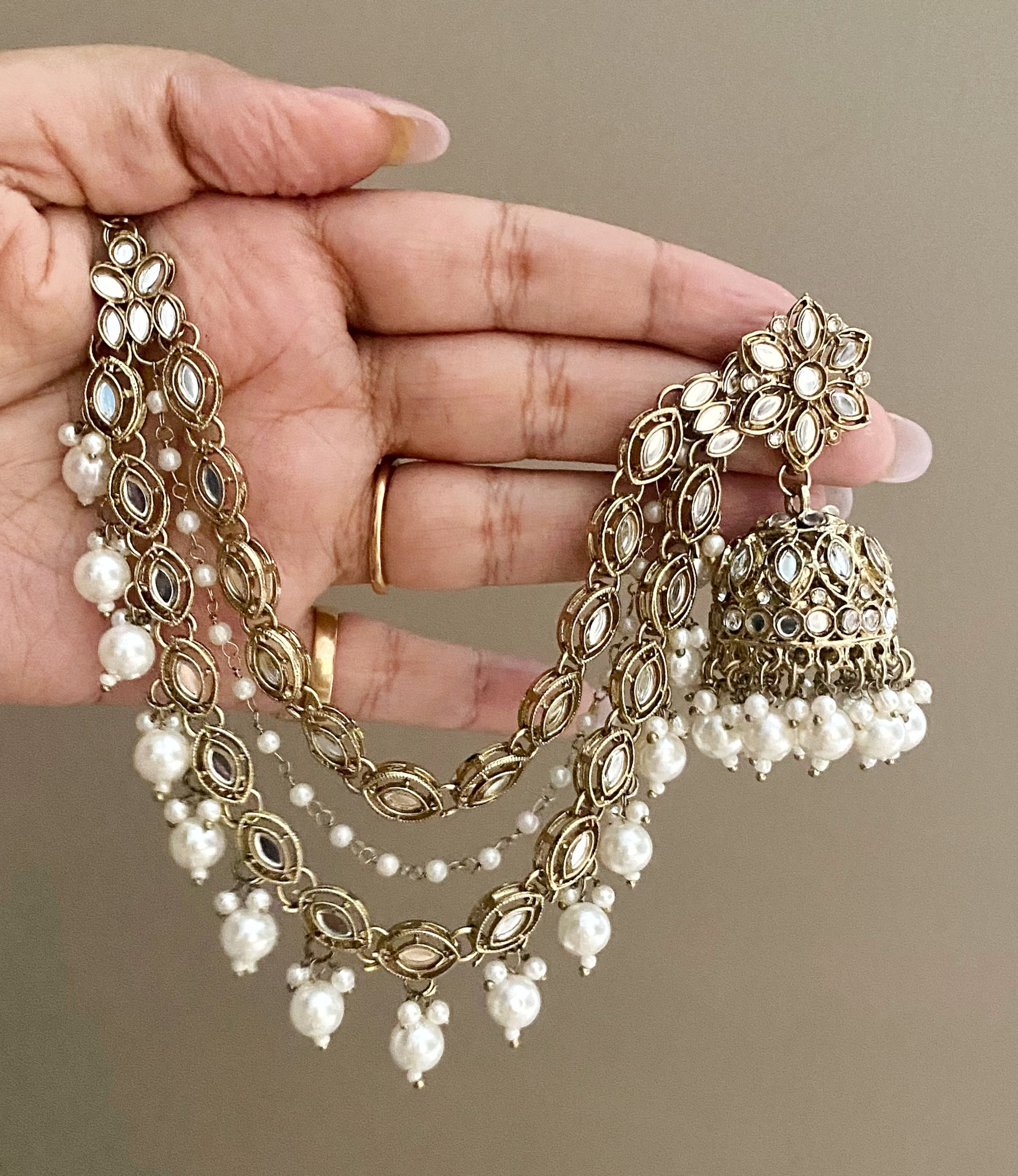 Kanak ivory sahara jhumka earrings