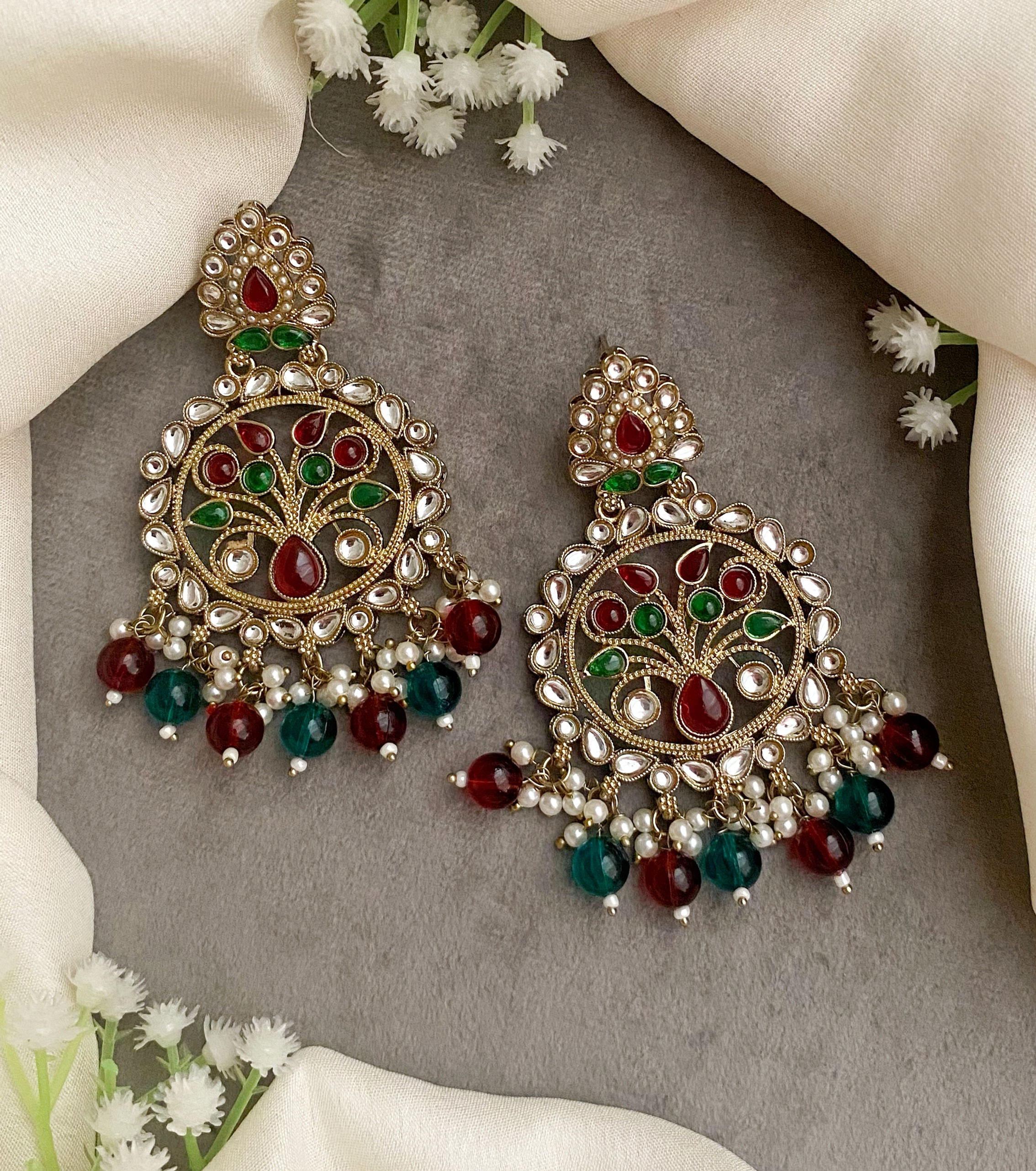 Preeti multicolor chandbali earrings