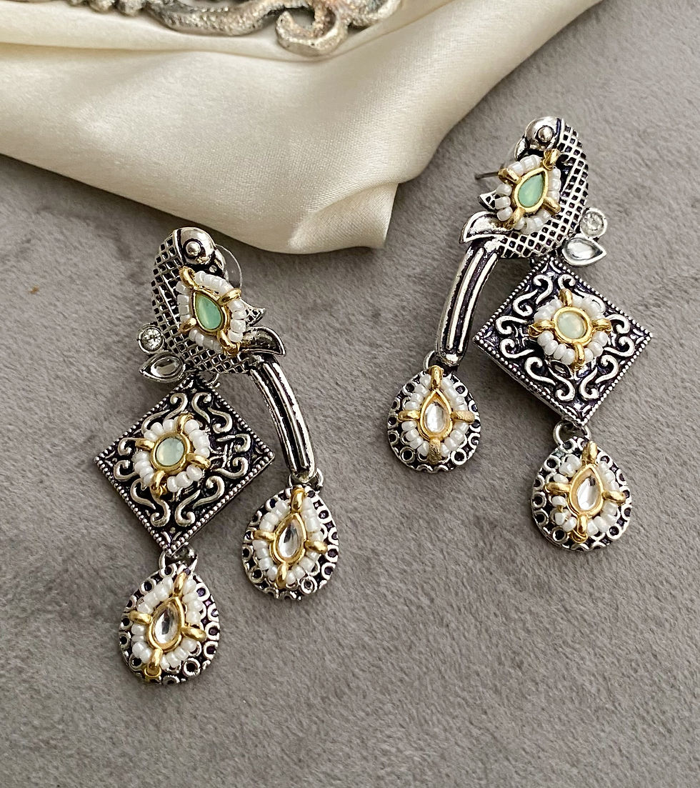 Thumbnail: Mint Green Bani peacock Earrings