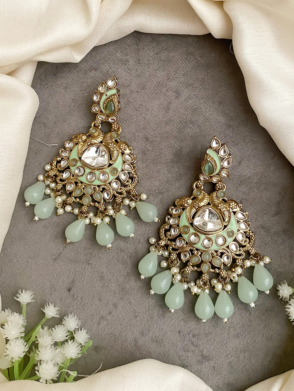 Thumbnail: Garima mint chandbali earrings