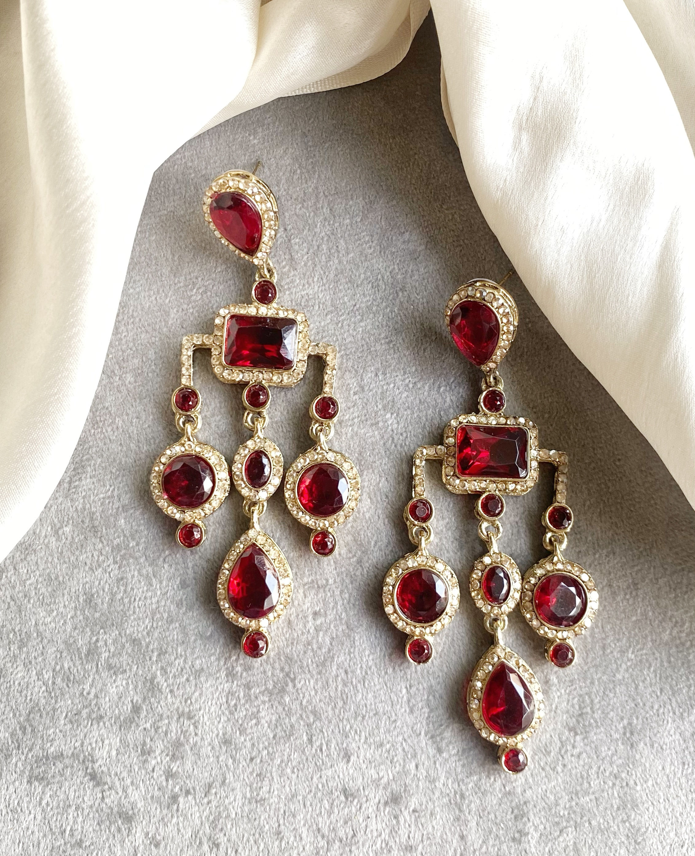 Dark Pink Jasmine Dangler Earrings