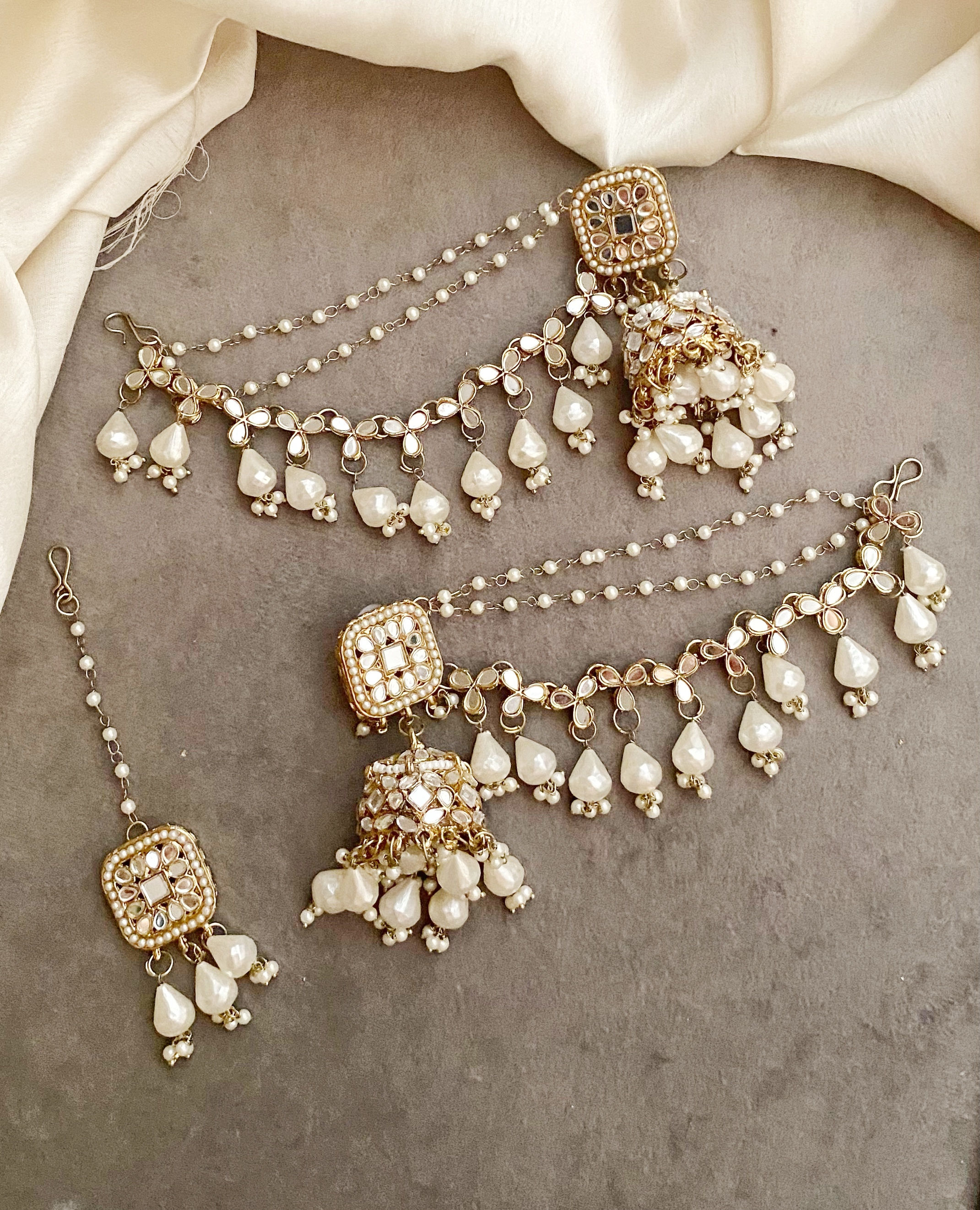 Saanvi ivory sahara mirror jhumka