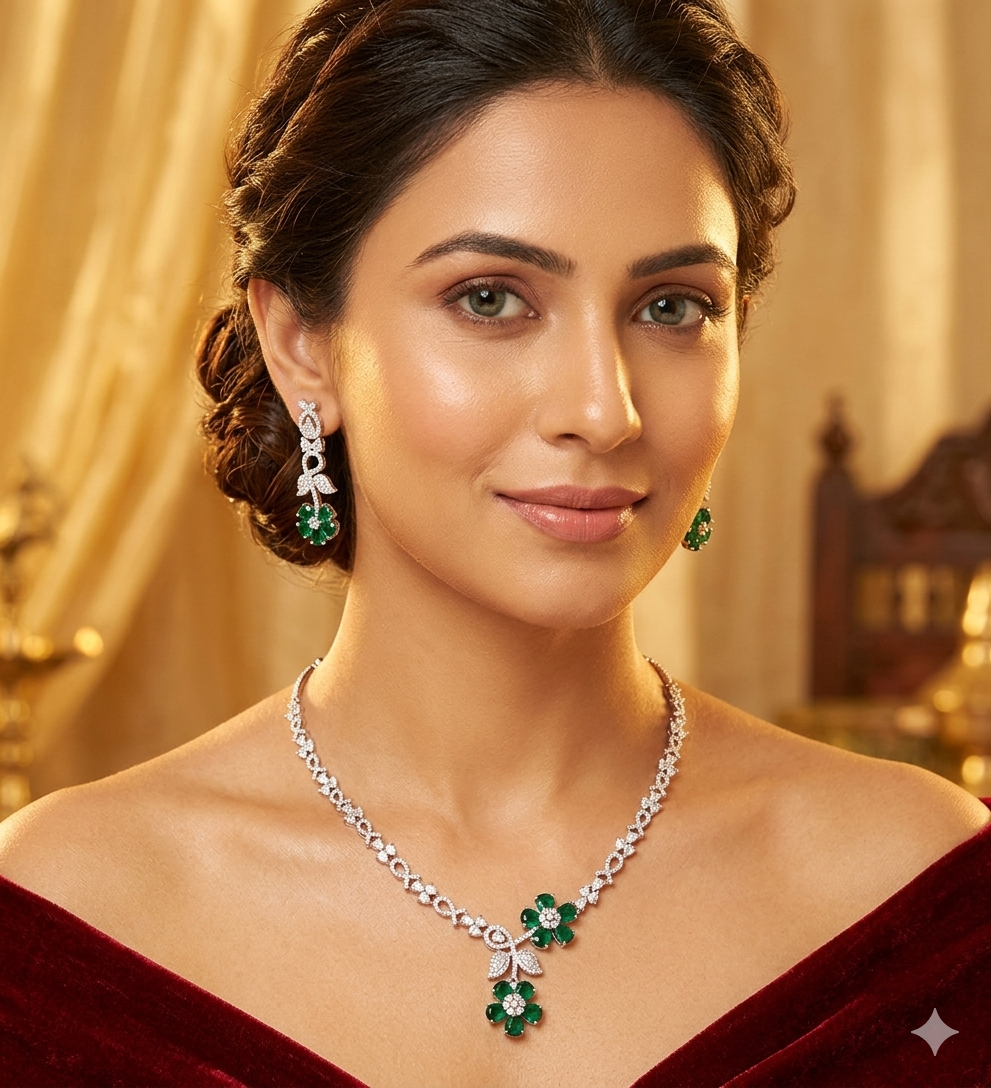 Emerald Lila diamond necklace set