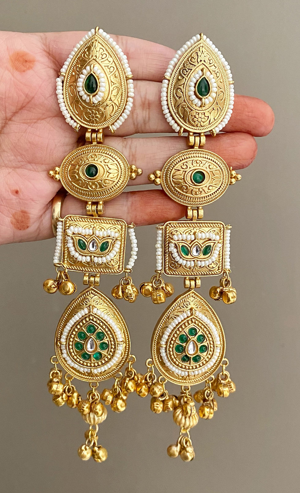 Thumbnail: Rajni green long danglers