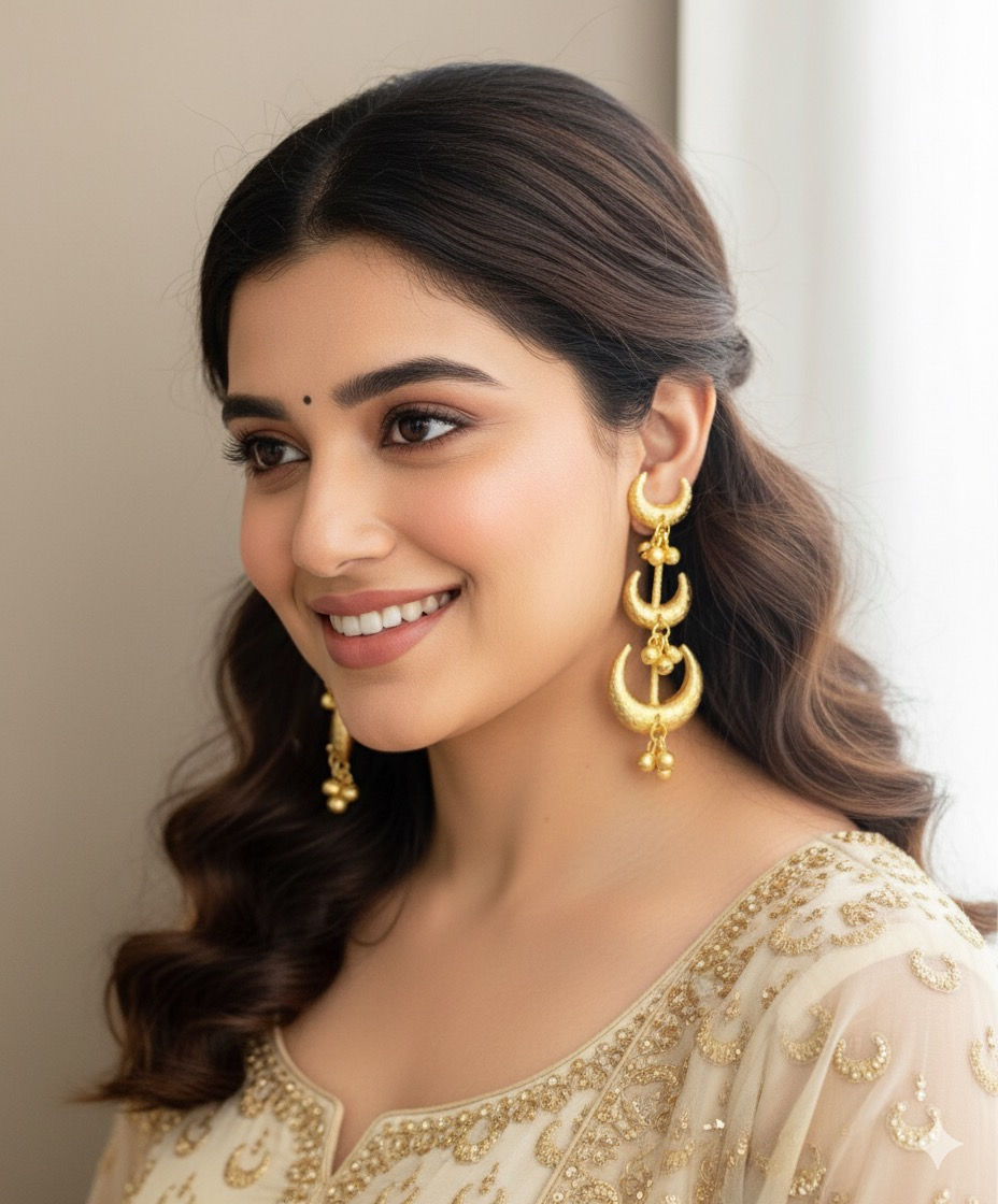 Thumbnail: Golden Half Moon Earrings