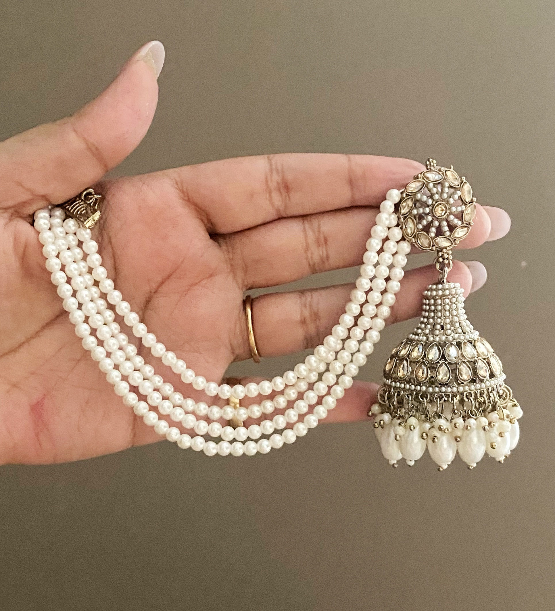 Ivory juhi pearl sahara jhumka