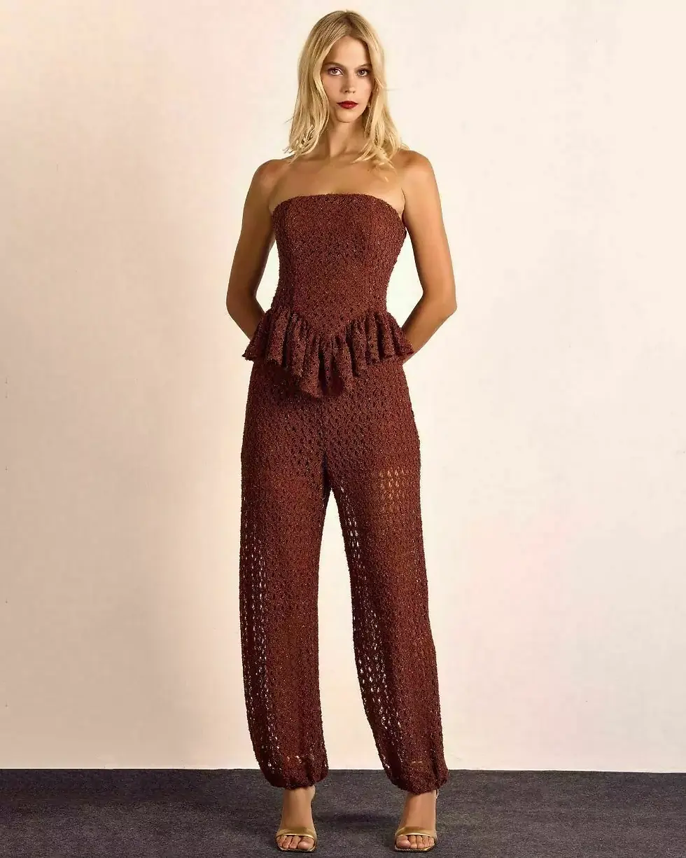 Miniatura: Conjunto Texturizado Blusa e Babados