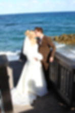 Bride and groom first kiss | Deerfield Beach, Florida