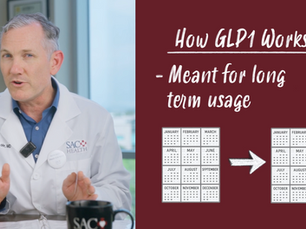 Dr. Jason Lohr presenting a slide on How GLP-1 Works and it is meant for long term use