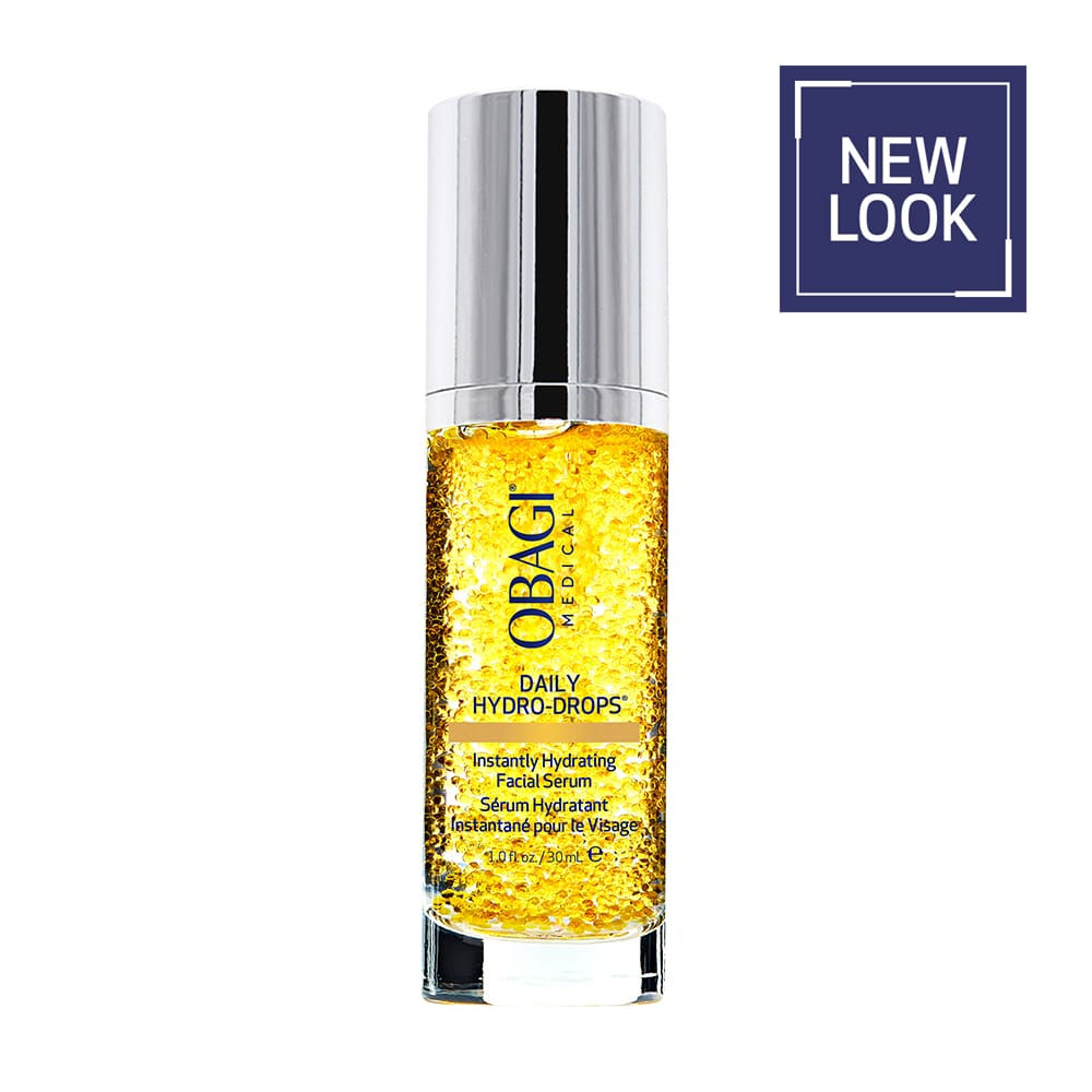 Obagi Daily Hydro-Drops Facial Serum, liquid gold instantly hydrating serum with niacinamide and Abyssinian oil, new look