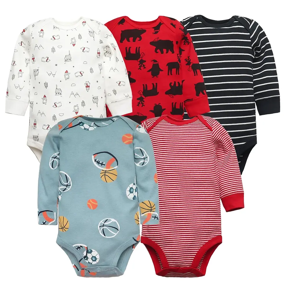 Miniaturebillede: 5 piezas Bodys para bebé de alta calidad Unisex  100% algodón - Niño -Niña.