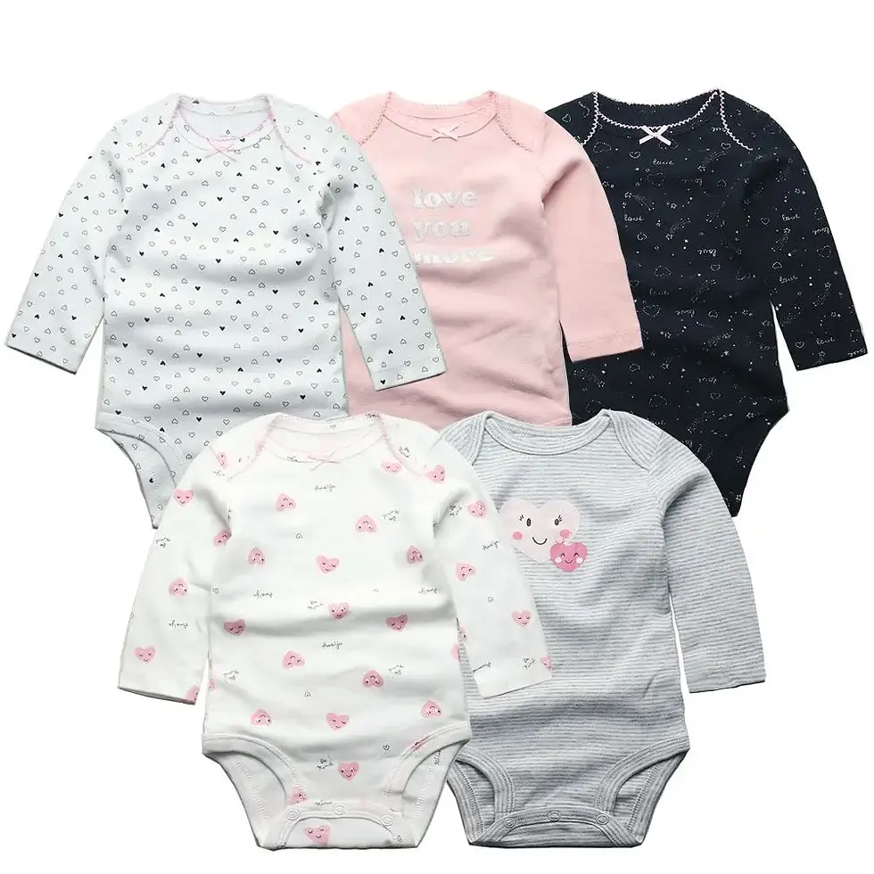 Miniaturebillede: 5 piezas Bodys para bebé de alta calidad Unisex  100% algodón - Niño -Niña.