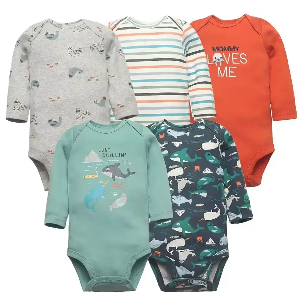 Miniaturebillede: 5 piezas Bodys para bebé de alta calidad Unisex  100% algodón - Niño -Niña.
